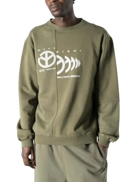 Maharishi logo-print panelled sweater