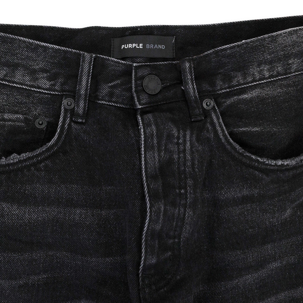 Black P011 Distressed Straight Leg Cargo Jeans