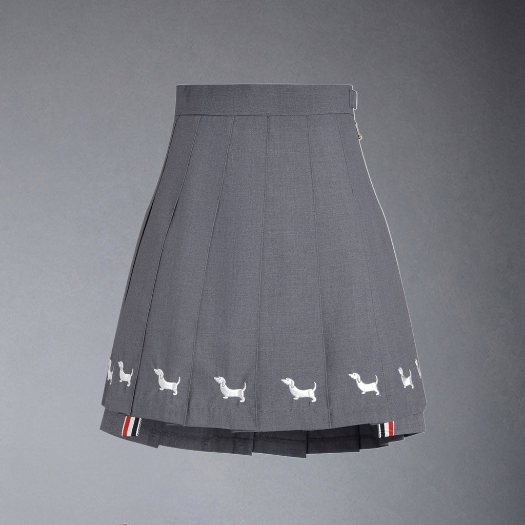 Women's Dog-Motif Pleated Mini Skirt | Thom Browne