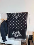 Hermès Fringed Logo-Motif Scarf