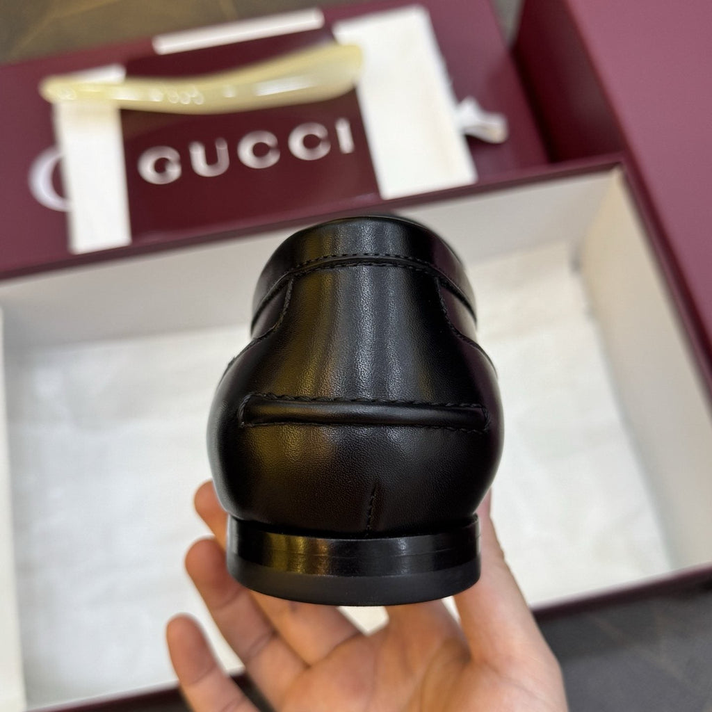 Gucci Men's Black Web Horsebit Loafers