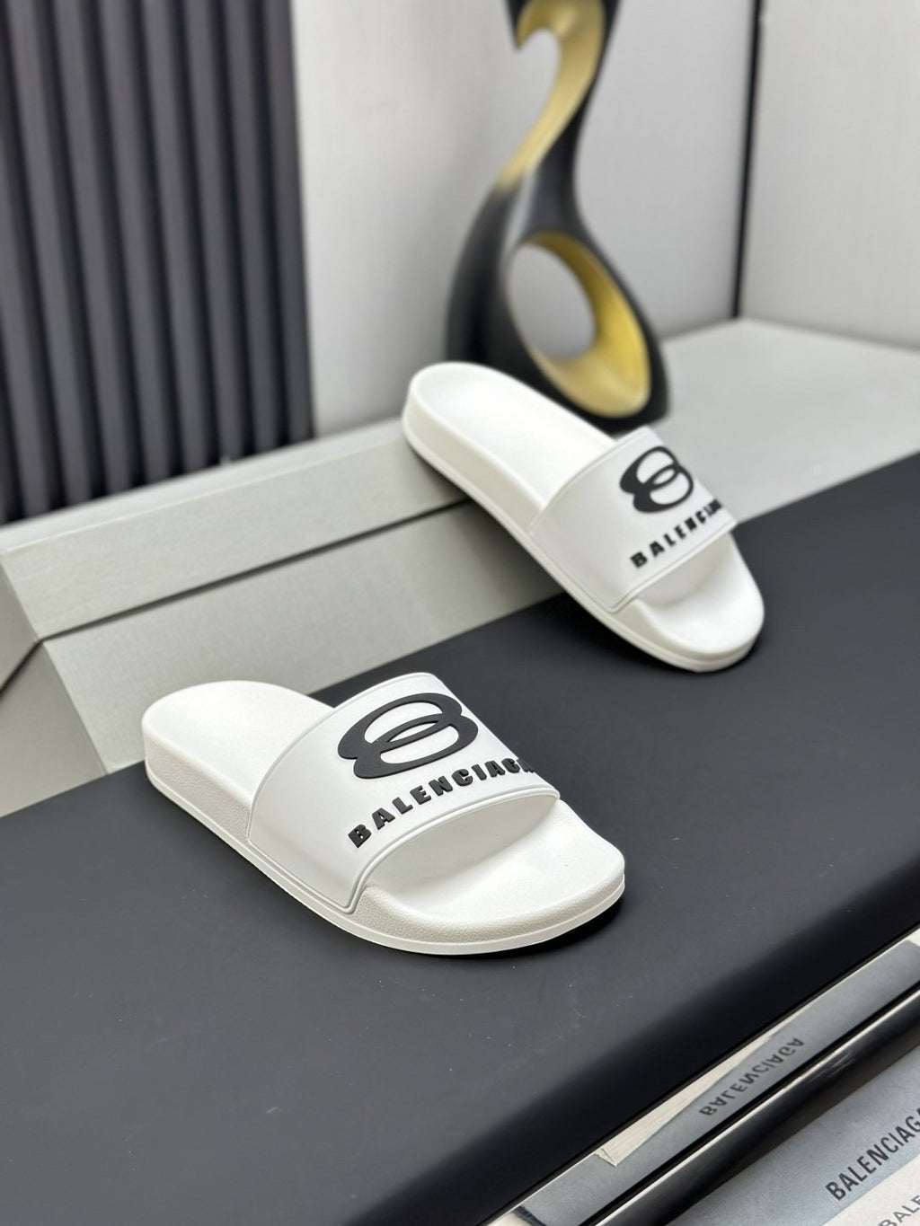 Balenciaga Logo Strap Slide Sandals