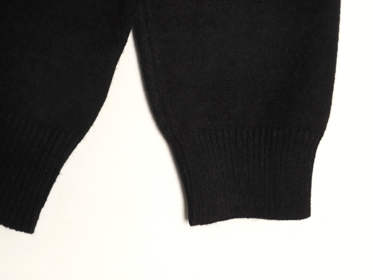 Burberry Equestrian Emblem Half-Zip Knit Sweater - Black